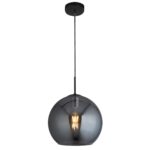Modern Single 30cm Smoked Glass Globe Pendant Ceiling Light Black