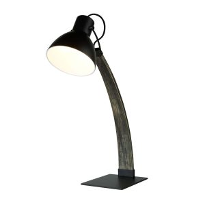 Nanna Ash wood 1 light table reading lamp in matt black on white background