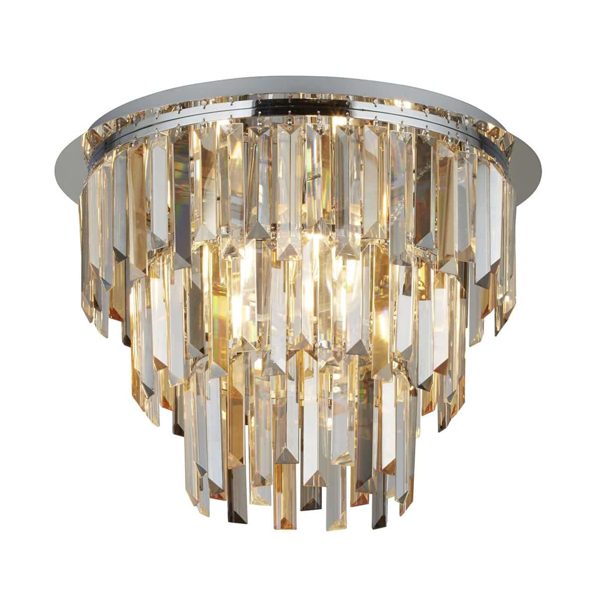 Clarissa Polished Chrome 5 Light Semi Flush Ceiling Light Faceted Glass