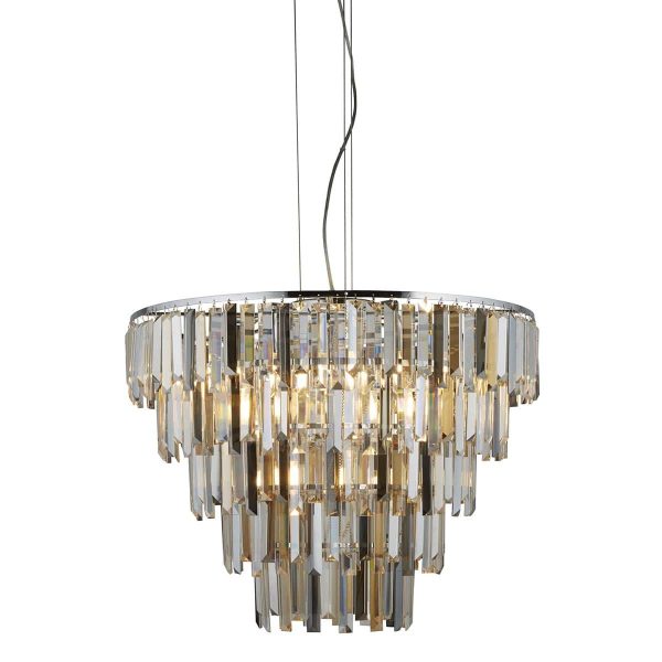 Clarissa chrome 9 light ceiling pendant with faceted crystal glass main image