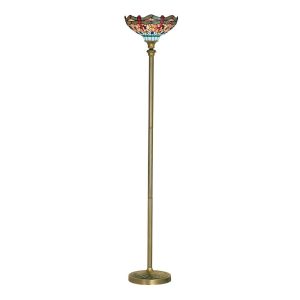 Dragonfly handmade 1 light Tiffany floor lamp uplighter in antique brass main image