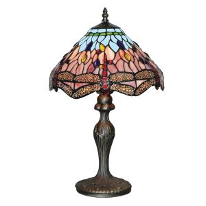 Dragonfly handmade 1 light Tiffany table lamp in antique brass