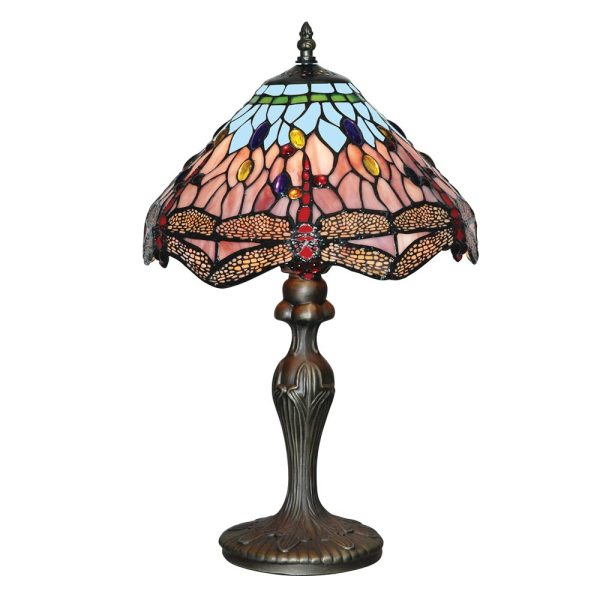 Dragonfly Handmade 1 Light Tiffany Table Lamp Antique Brass Base