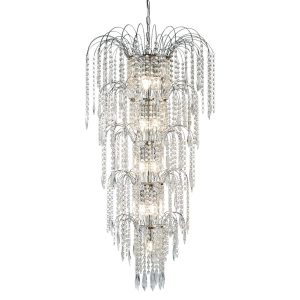 Waterfall large 13 light tiered crystal chandelier in polished chrome main image