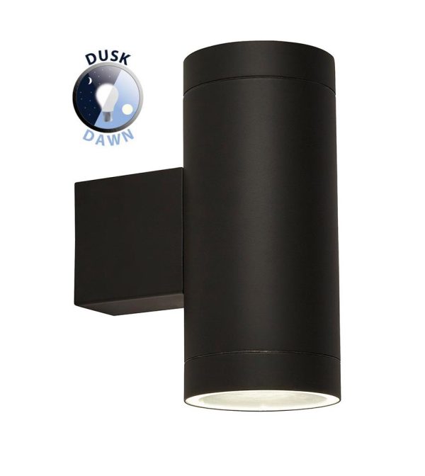 Modern dusk till dawn outdoor wall up & down security spot light in matt black