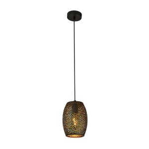 Laser single lamp pendant ceiling light in matt black and gold main image