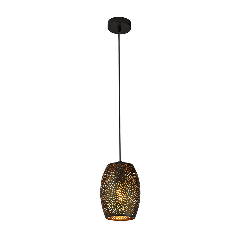 Laser Single Lamp Pendant Ceiling Light Matt Black And Gold Finish