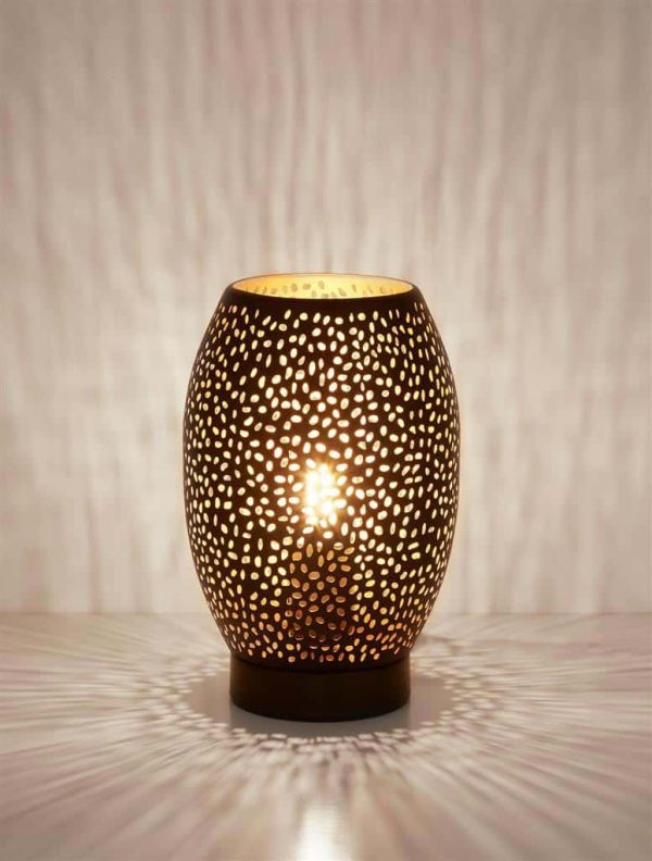 Laser Single Light Vase Table Lamp Matt Black And Gold Finish