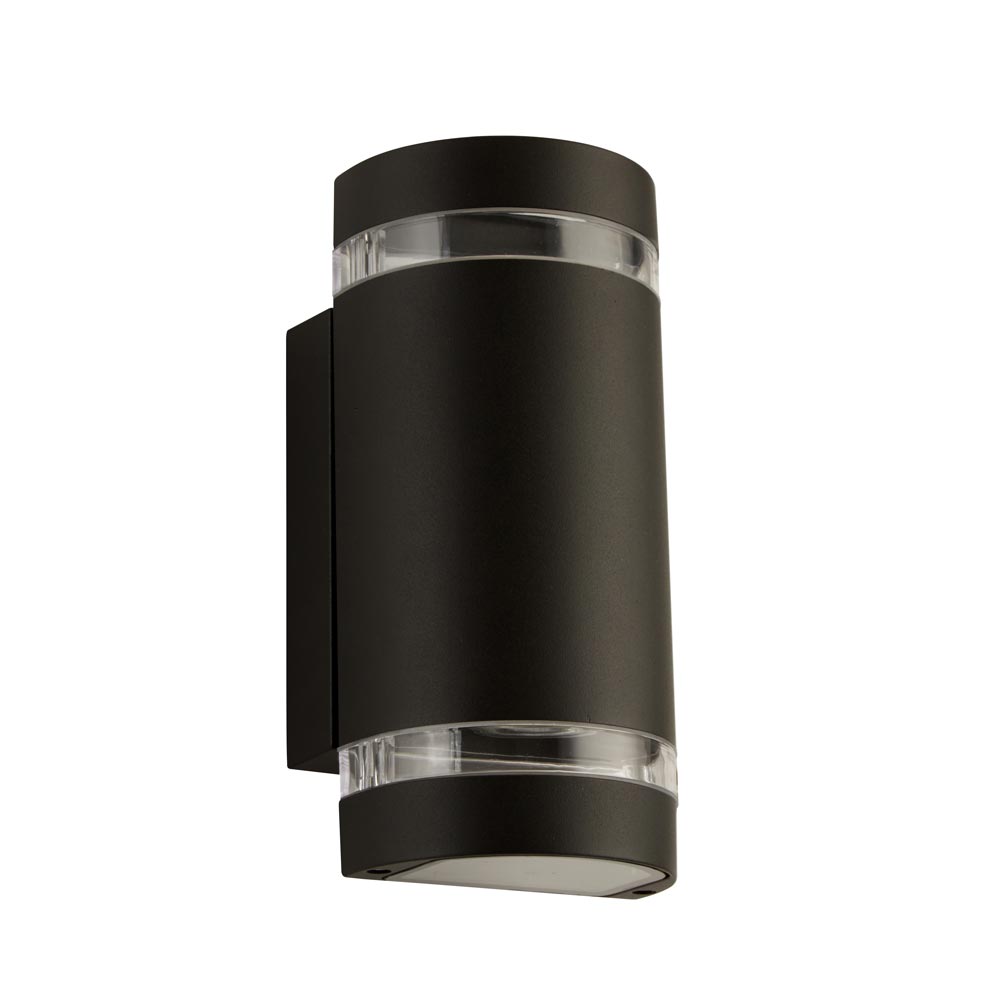 Sheffield Modern 2 Light LED Curved Outdoor Wall Light Matt Black IP44