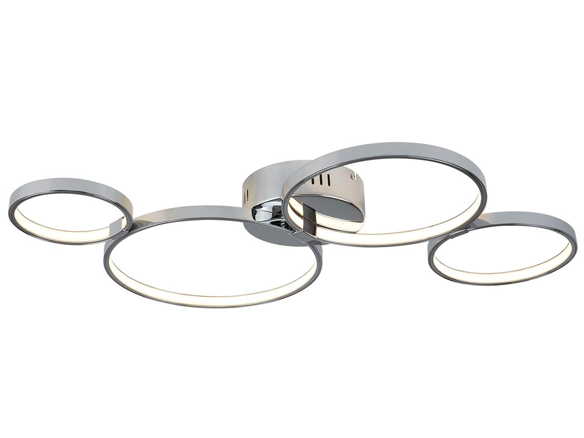 Solexa 4 Light 30w LED Rings Flush Mount Ceiling Light Polished Chrome