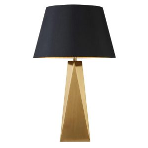 Searchlight Maldon gold table lamp with black fabric shade