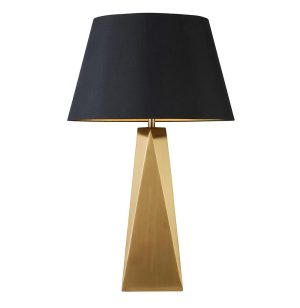 Searchlight Maldon gold table lamp with black fabric shade