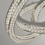 Bands Dimmable LED 3 Ring Crystal Ceiling Pendant Polished Chrome