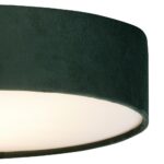Flush Mount 3 Lamp 50cm Green Velvet Drum Low Ceiling Light Diffuser
