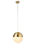 Modern Satin Brass 1 Light Globe Ceiling Pendant Opal White Shade
