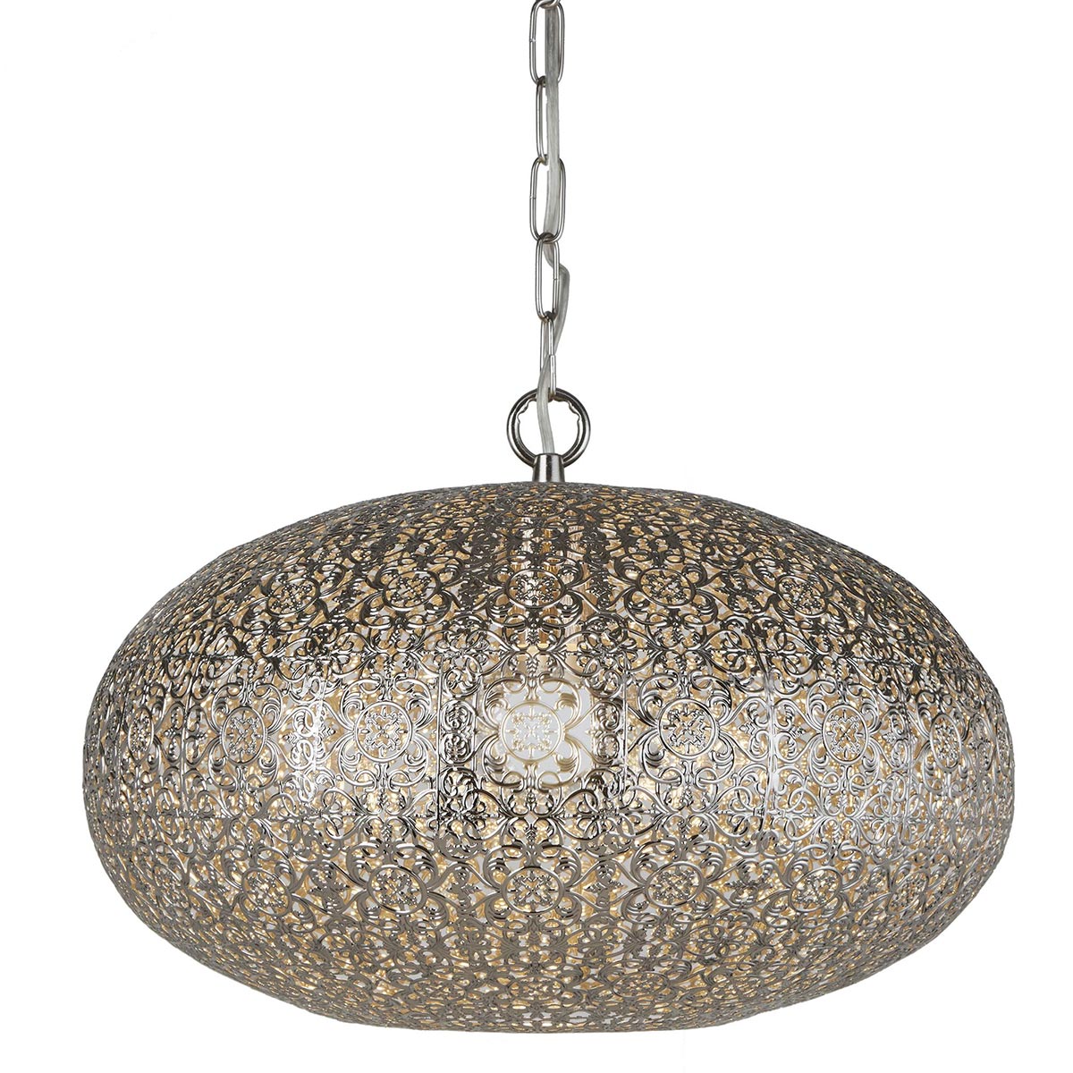 Fretwork 1 Light Moroccan Pendant Ceiling Light Polished Nickel