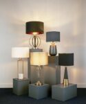 Matt Black & Antique Copper Conical Table Lamp Gold Lined Oval Shade