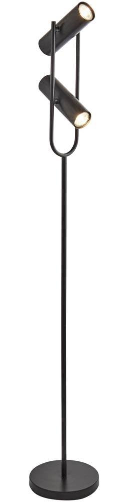 Telescope 2 Light Cylinder Shade Spotlight Floor Lamp Matt Black