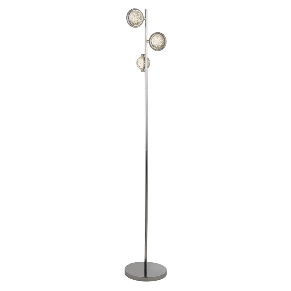 Quartz 3 Light LED Floor Lamp Polished Chrome Bubble Glass Shades