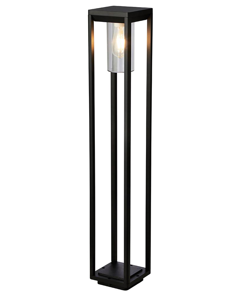 Modern 1 Light Open Frame 90cm Outdoor Bollard Light Sand Black IP44