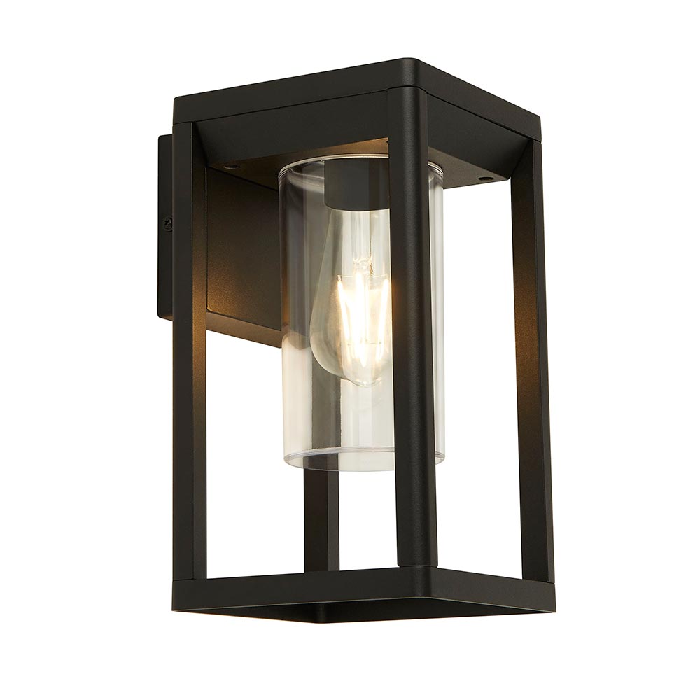 Modern 1 Light Open Frame Outdoor Wall Box Lantern Sand Black IP44