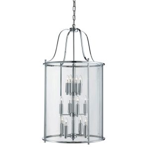 Grande large Victorian style 12 light polished chrome hanging lantern main image