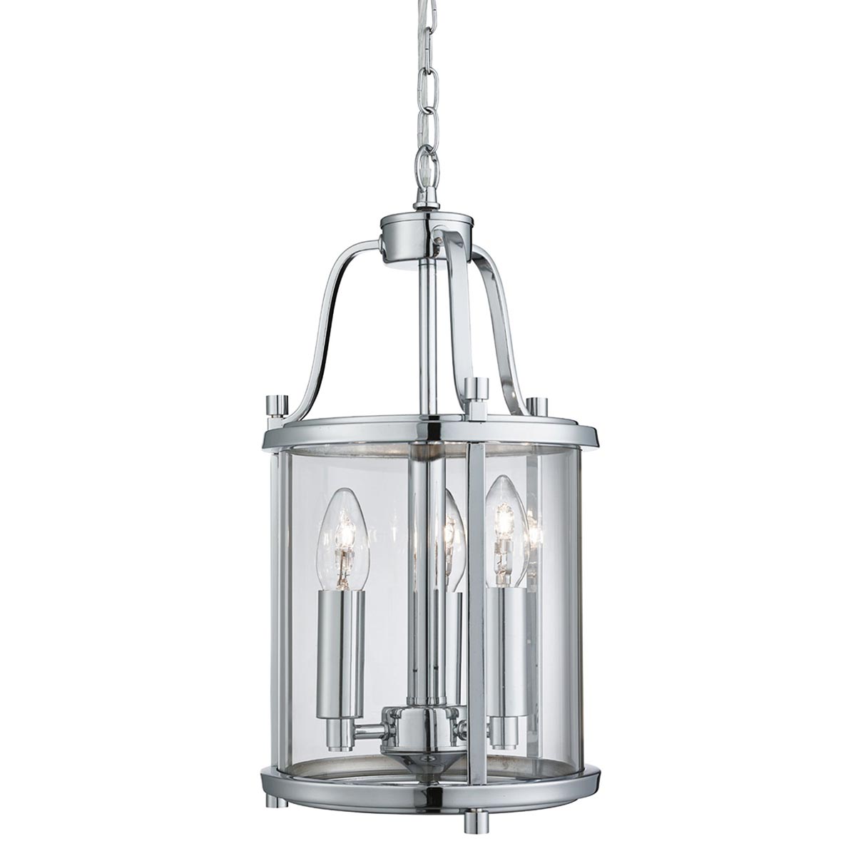 Grande Small Victorian Style 3 Light Polished Chrome Hanging Lantern