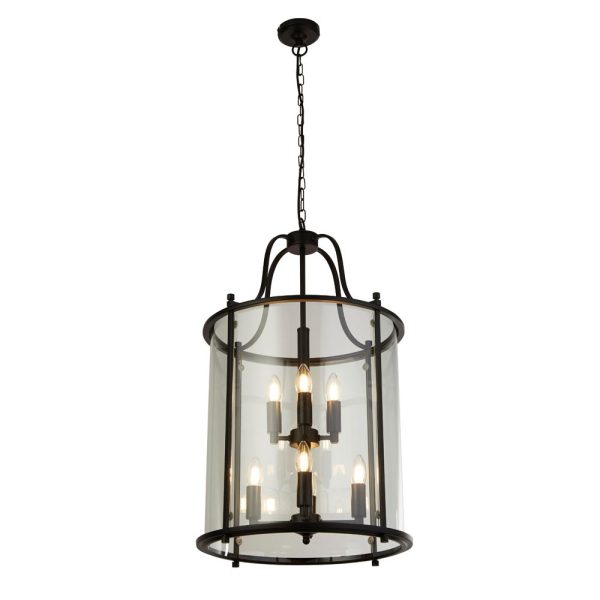 Grande medium Victorian style 8 light matt black hanging lantern main image