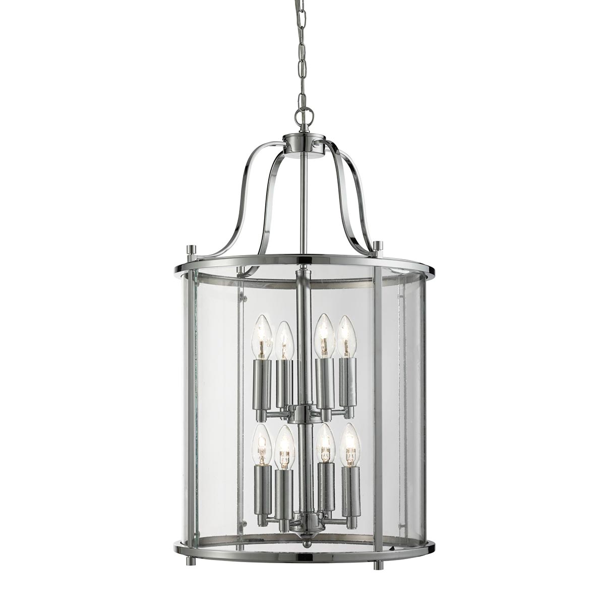 Grande Medium Victorian Style 8 Light Polished Chrome Hanging Lantern