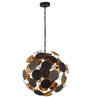 Searchlight 3074-4BG Discus 4 lamp pendant ceiling light matt black & gold full height