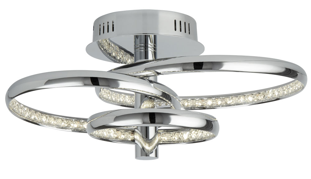 Flush Mount 3 Rings 28w LED Ceiling Light Polished Chrome ...