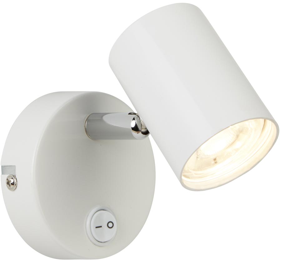 Rollo White Switched 1 Light LED Wall Mounted Spotlight Chrome Detail