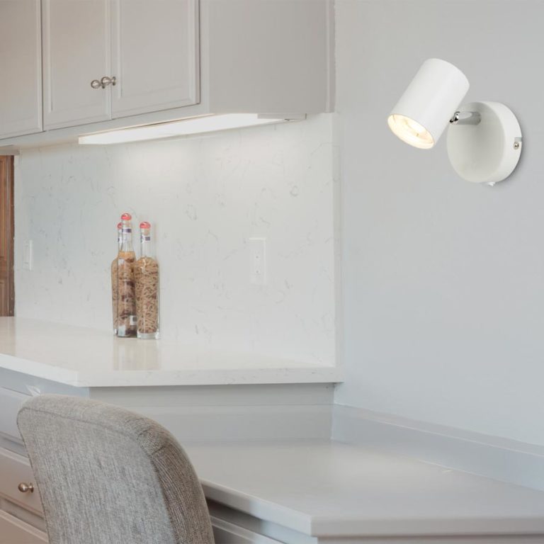 Rollo White Switched 1 Light LED Wall Mounted Spotlight Chrome Detail