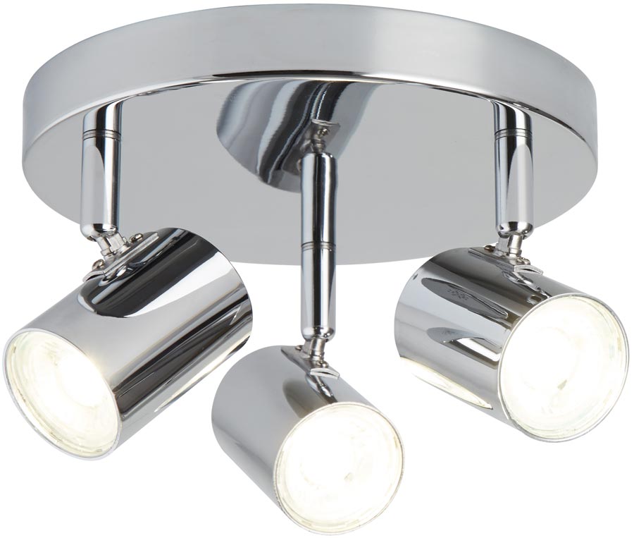 Rollo Polished Chrome 3 Light LED Ceiling Mounted Spotlight Plate