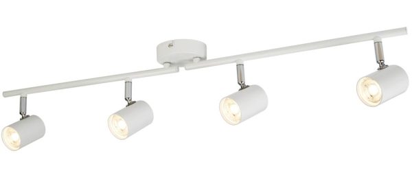 Rollo White 4 Light LED Ceiling Mounted Spotlight Bar Chrome Detail