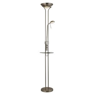 Wireless dimming LED mother and child floor lamp in satin nickel main image