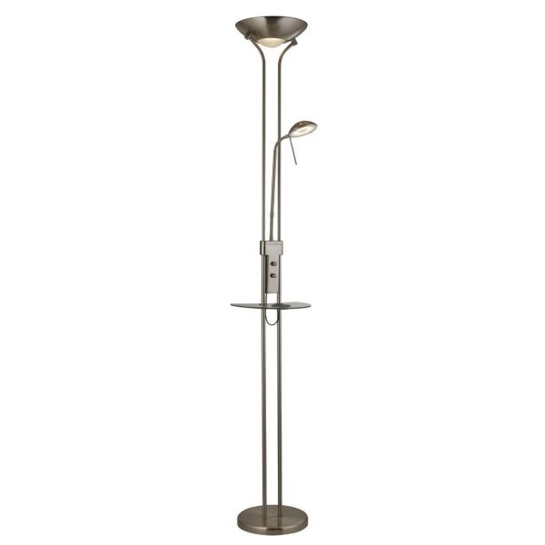 Wireless dimming LED mother and child floor lamp in satin nickel main image