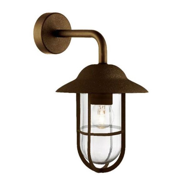 Toronto Traditional 1 Lamp Well Glass Outdoor Wall Lantern Rust Brown