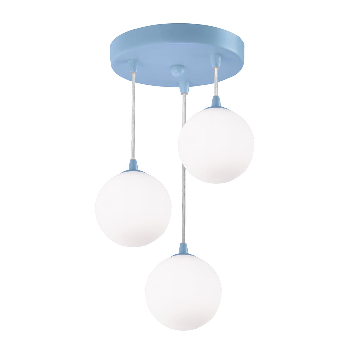 Childs Bedroom Blue 3 Light Multi Level Ceiling Pendant Opal Glass