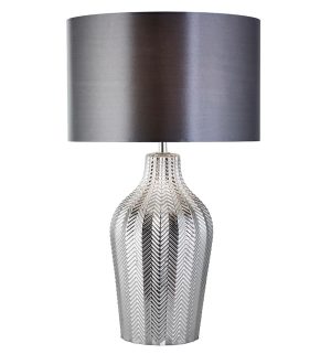 Searchlight 3452SM Chevron 1 light table lamp with grey faux silk shade