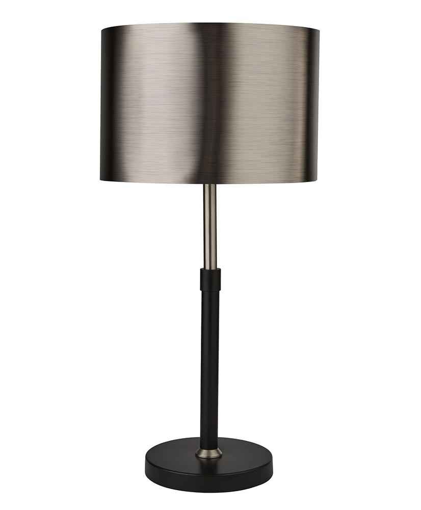 Modern Matt Black & Chrome 1 Light Table Lamp Black Chrome Shade