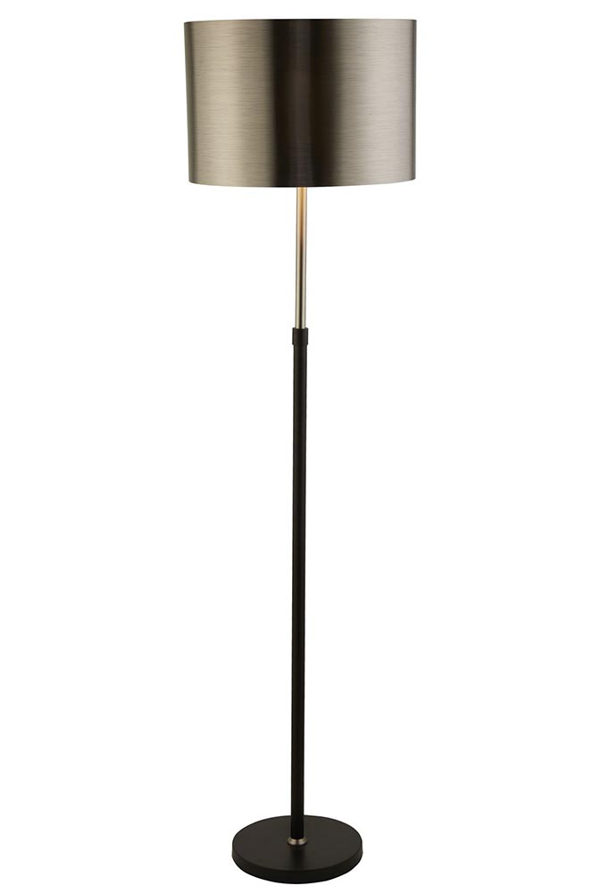 Modern Matt Black & Chrome 1 Light Floor Lamp Black Chrome Shade
