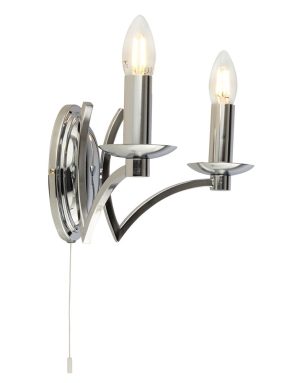 Searchlight 41312-2CC Ascot switched twin wall light in polished chrome