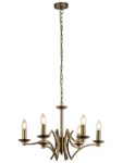 Ascot Geometric 6 Arm Chandelier Ceiling Light Antique Brass Plated