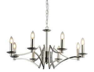 Searchlight 41312-8CC Ascot geometric 8 arm chandelier in polished chrome closeup