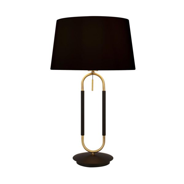 Jazz Modern Black & Satin Brass 1 Light Table Lamp Black Velvet Shade