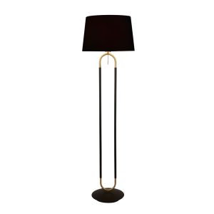 Jazz modern black and brass floor lamp with black velvet shade main image