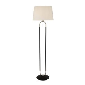 Jazz modern black and silver floor lamp with white velvet shade main image