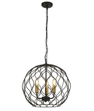 Searchlight 4513-3BK Finesse 3 light globe ceiling pendant black & gold