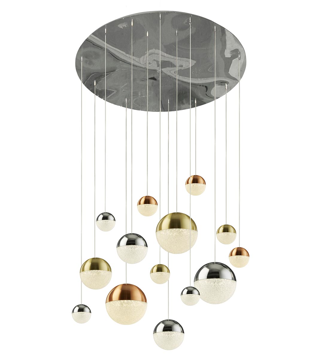 Planets Modern 14 Light LED Stairwell Pendant Multi Finish 3m Drop